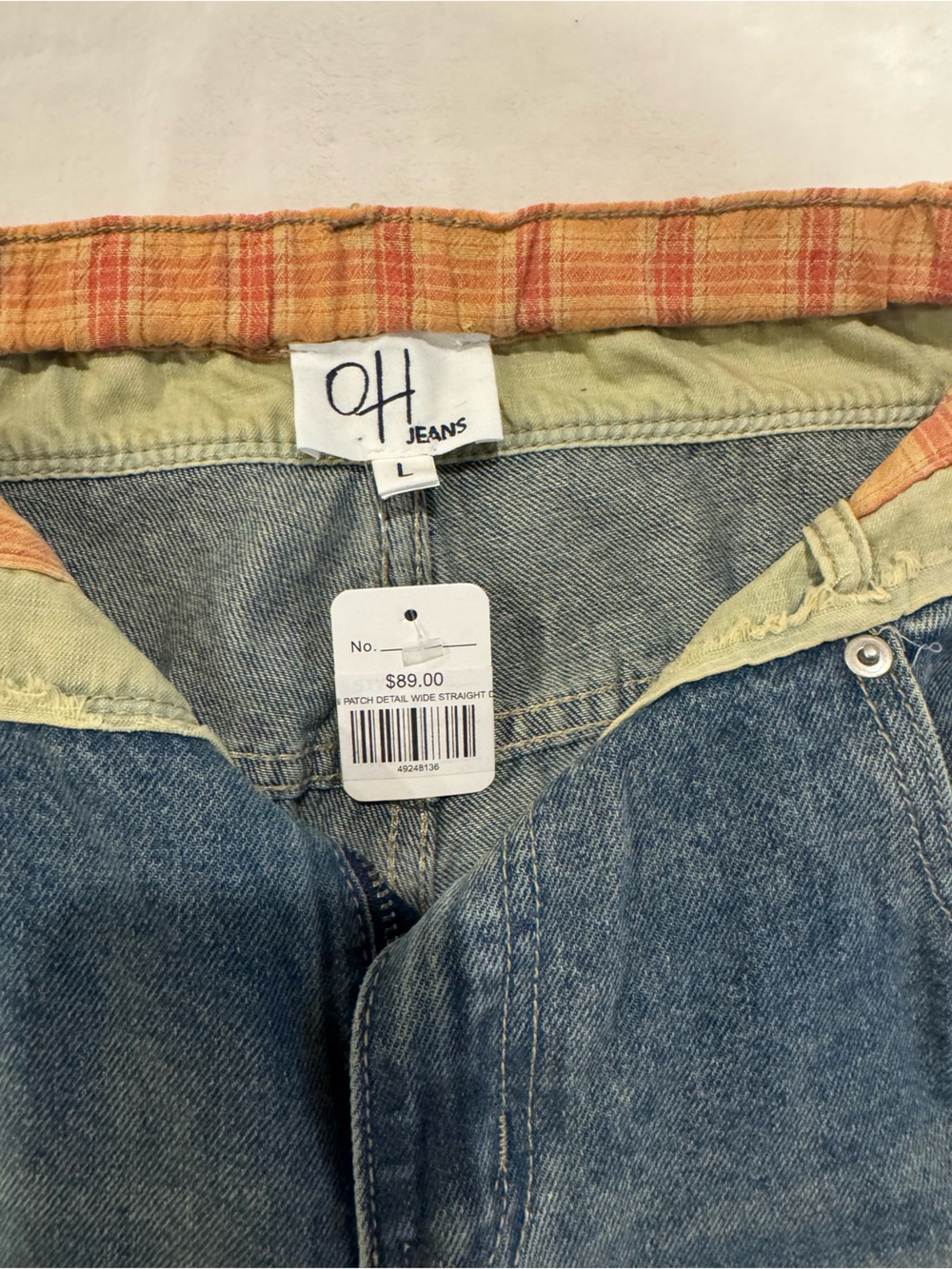 Womens Blue Denim Wide Straight Jeans